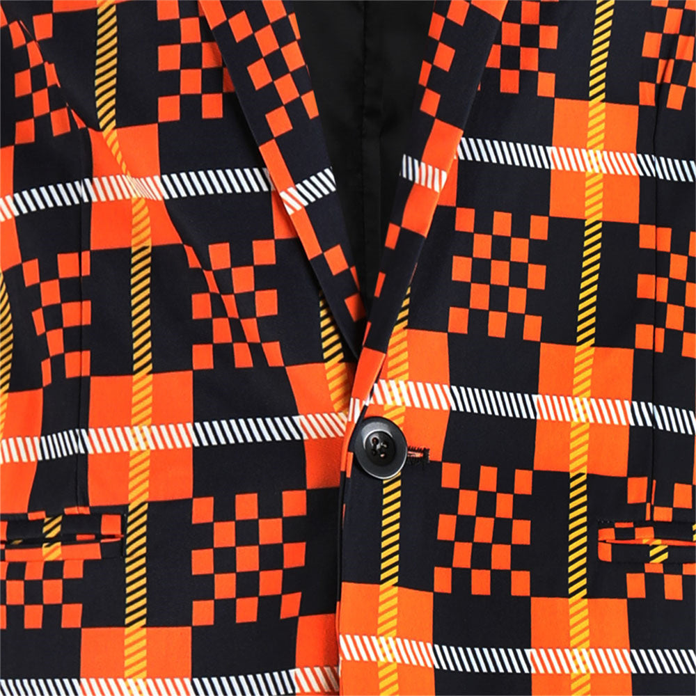 Men's Vivid Plaid Print Blazer #X6101 - Blazers | Multicolour / M