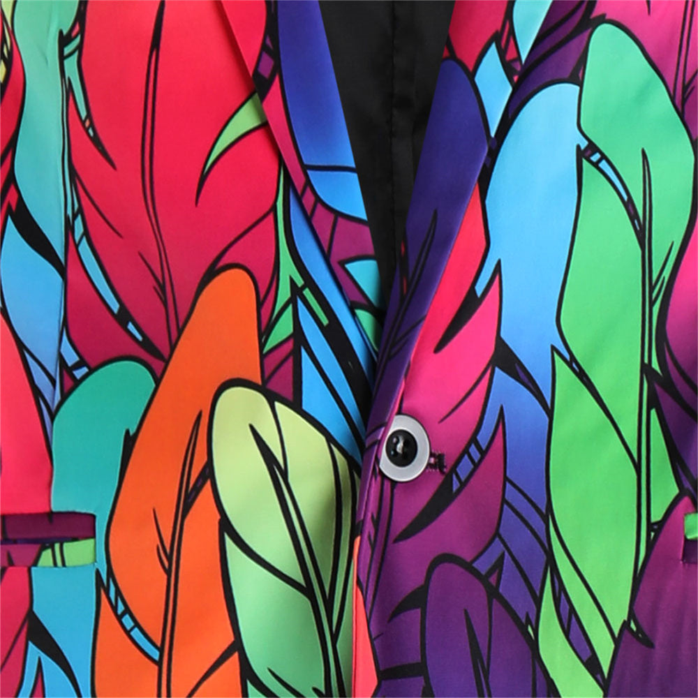 Men’s Leaf Print Blazer #X1206 - Blazers | Multicolour / M