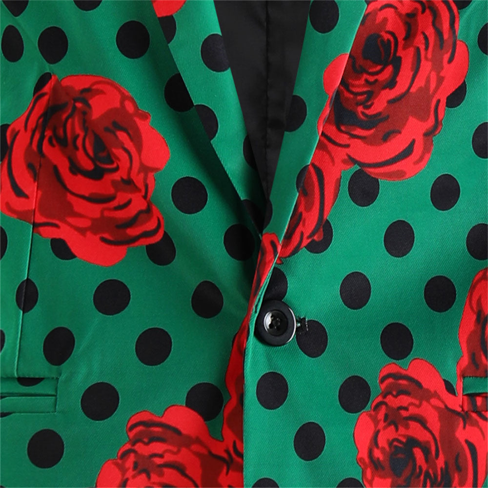 Men's Rose Dot Print Suit #2TZ163 - Suits | Black / M