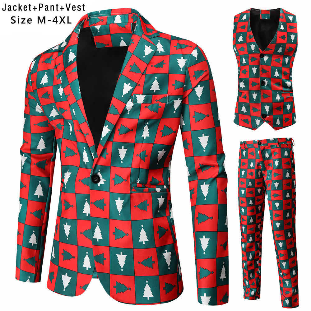 Men's Christmas Three-Piece Suit #3TZMK43 - Suits | Multicolour / M