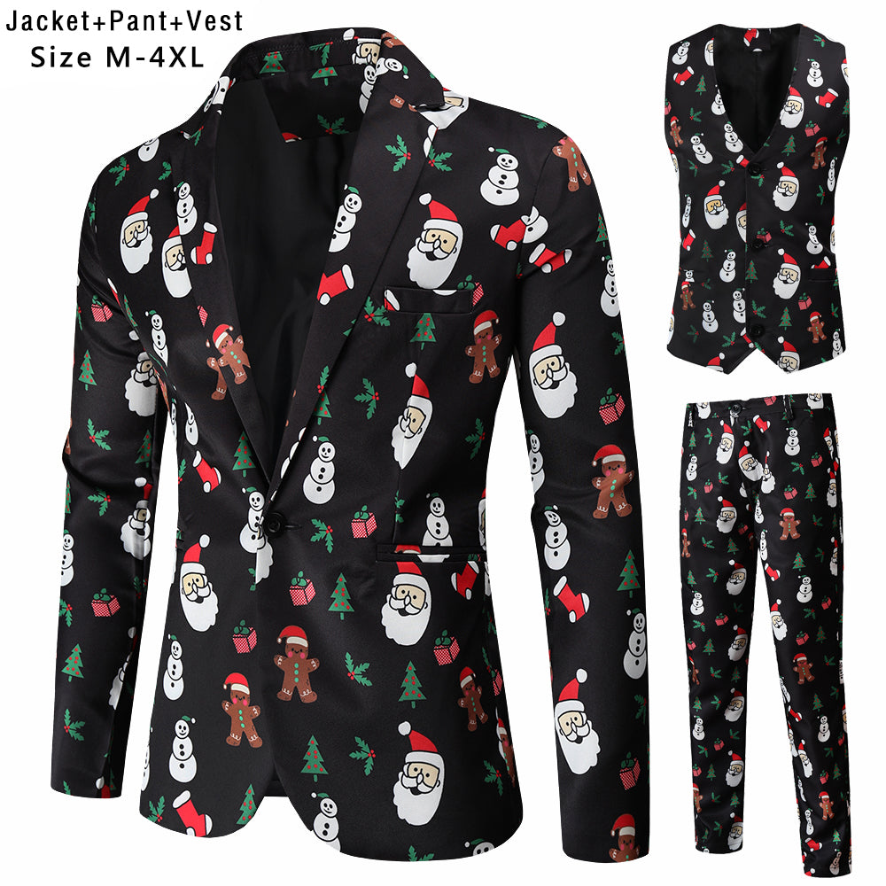 Men's Printed Three Piece Suit #3TZMK46 - Suits | Multicolour / M