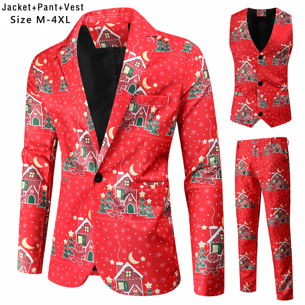 Men's Christmas Three Piece Suit #3TZMK48 - Suits | Burgundy / M