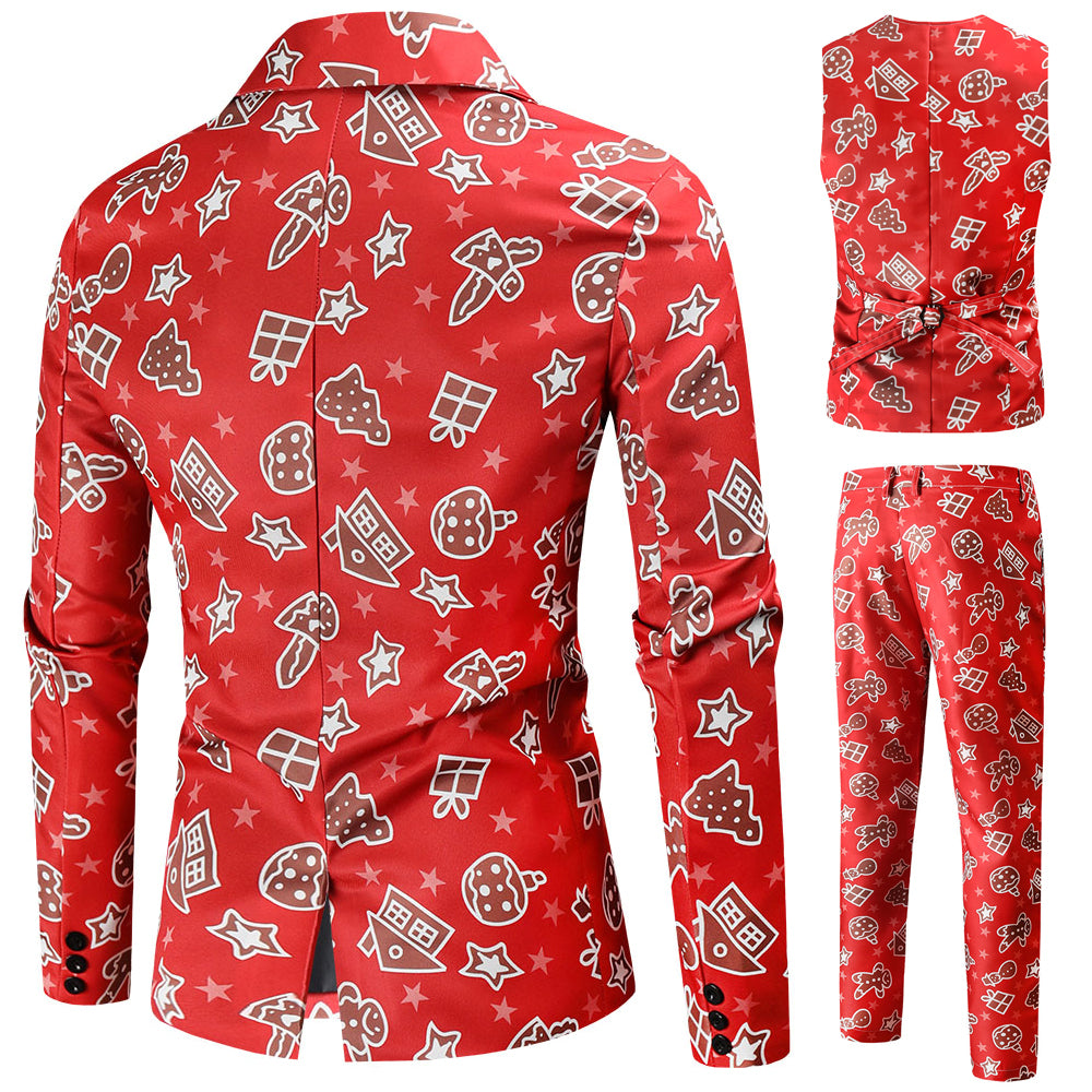 Men's Christmas Three Piece Suit #3TZMK51 - Suits | Burgundy / M