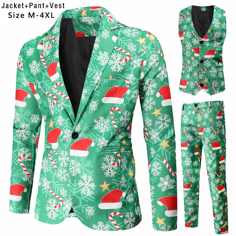 Men's Christmas Three Piece Suit #3TZMK53 - Suits | Multicolour / M
