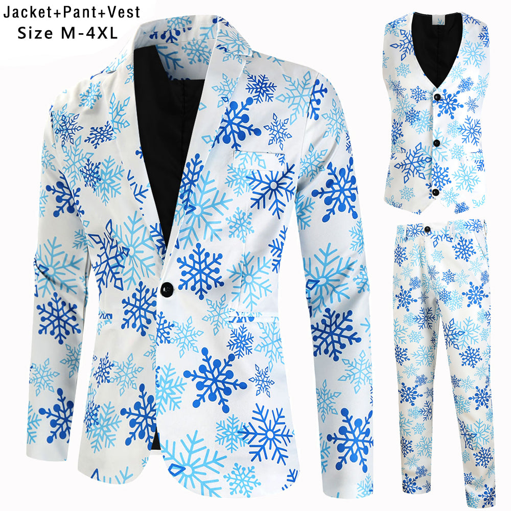 Men's Snowflake Three Piece Suit #3TZMK626 - Suits | Blue / M