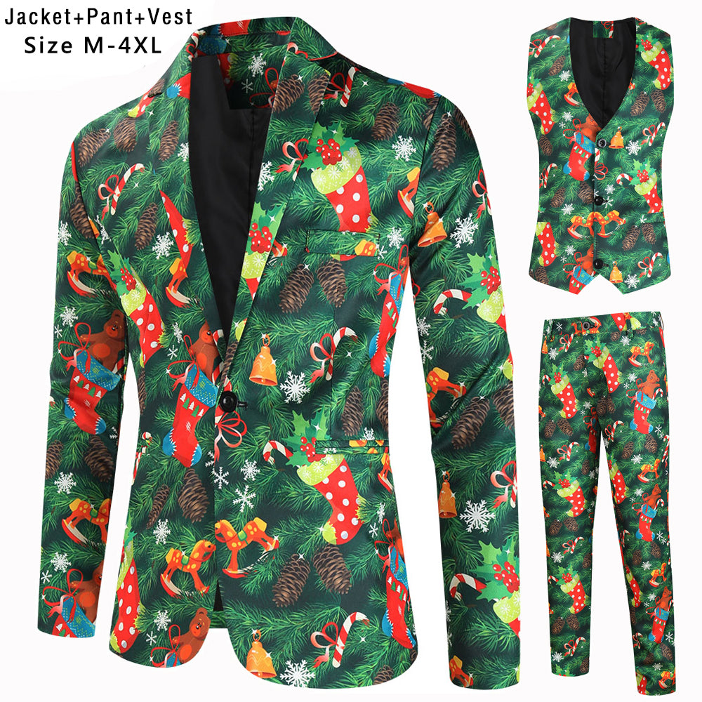 Men's Christmas Three Piece Suit #3TZMK629 - Suits | Multicolour / M