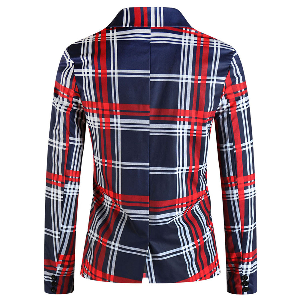 Men's Elegant Plaid Blazer #X6200 - Blazers | Burgundy / M