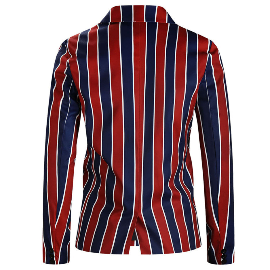 Men's Vintage Striped Blazer #X311 - Blazers | Burgundy / M