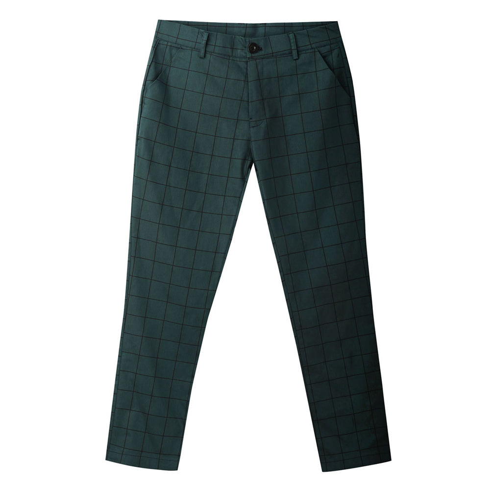 Men's Elegant Plaid Pants #XK6001 - Pants | Olive Green / S
