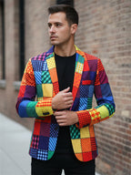 Rainbow Patchwork Plaid Suit