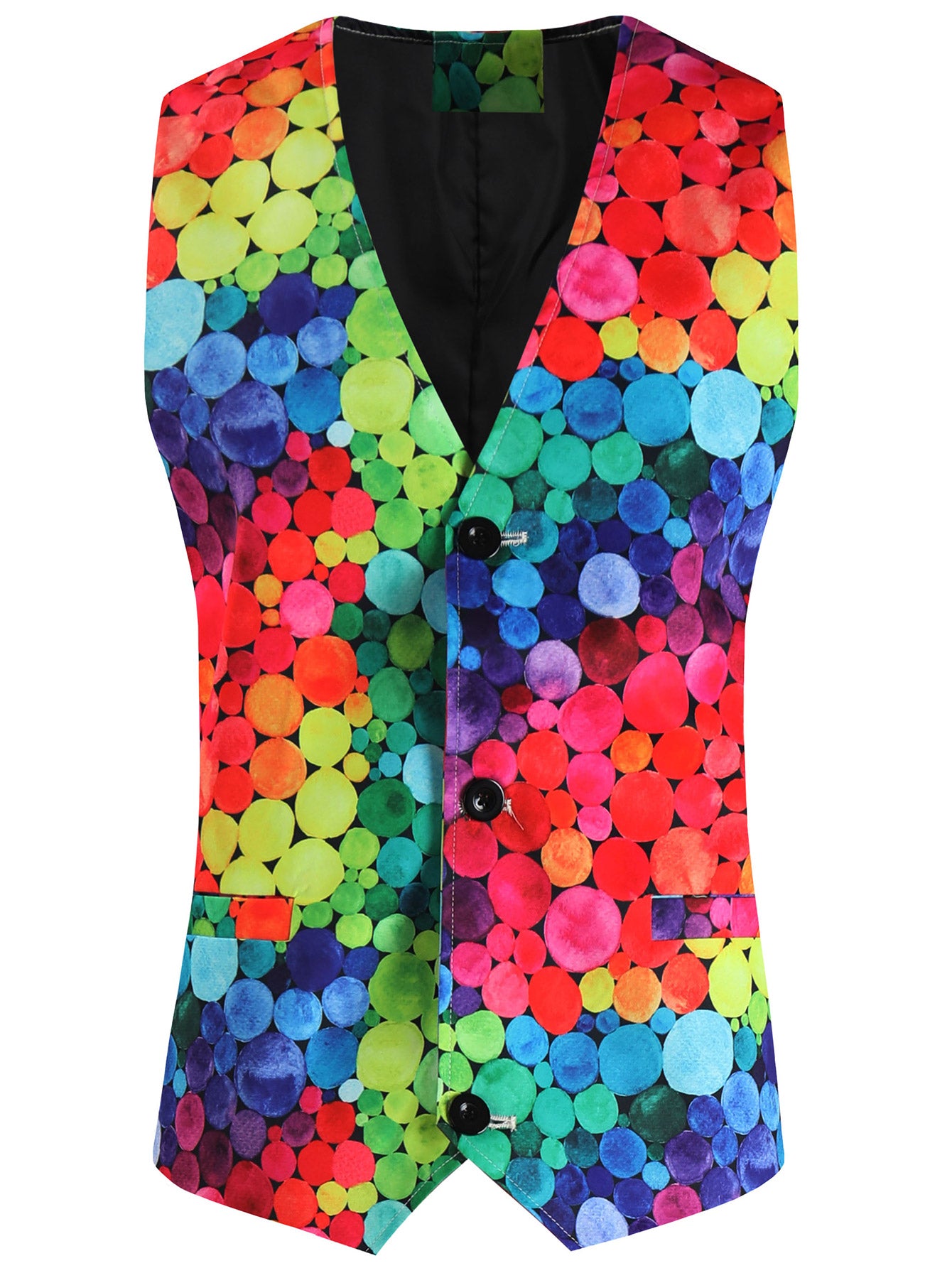 Men's Colorful Printed Vest Suit - Vests | Multicolour / M