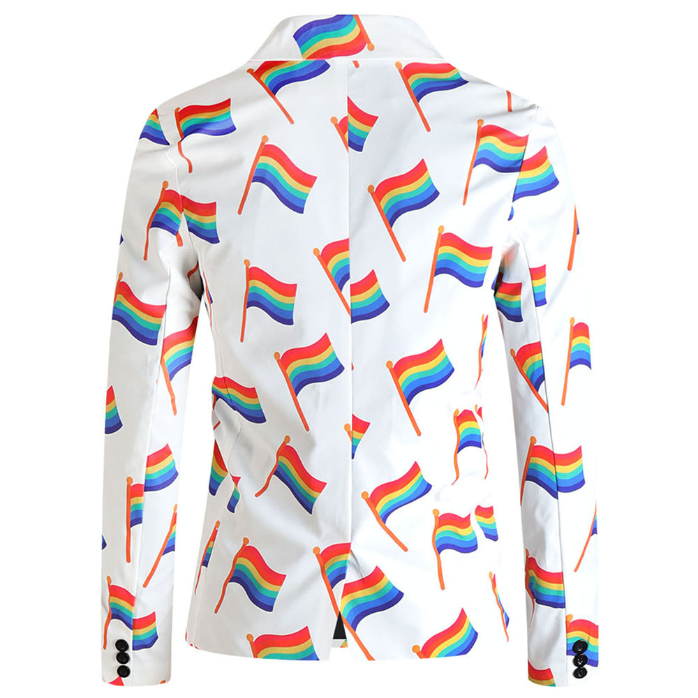 Men's Rainbow Flag Print Blazer #X1900 - Blazers | Multicolour / M