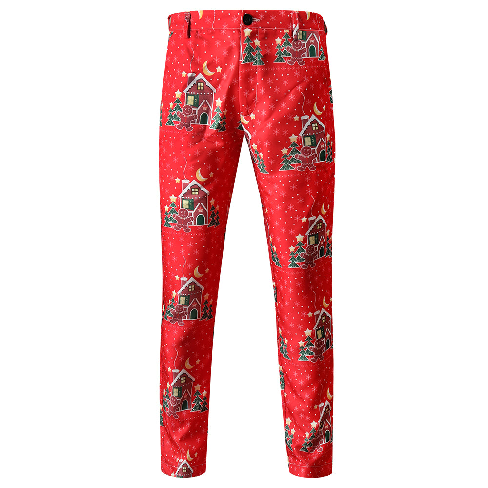 Men's Christmas Printed Suit #2TZ48 - Suits | Burgundy / M