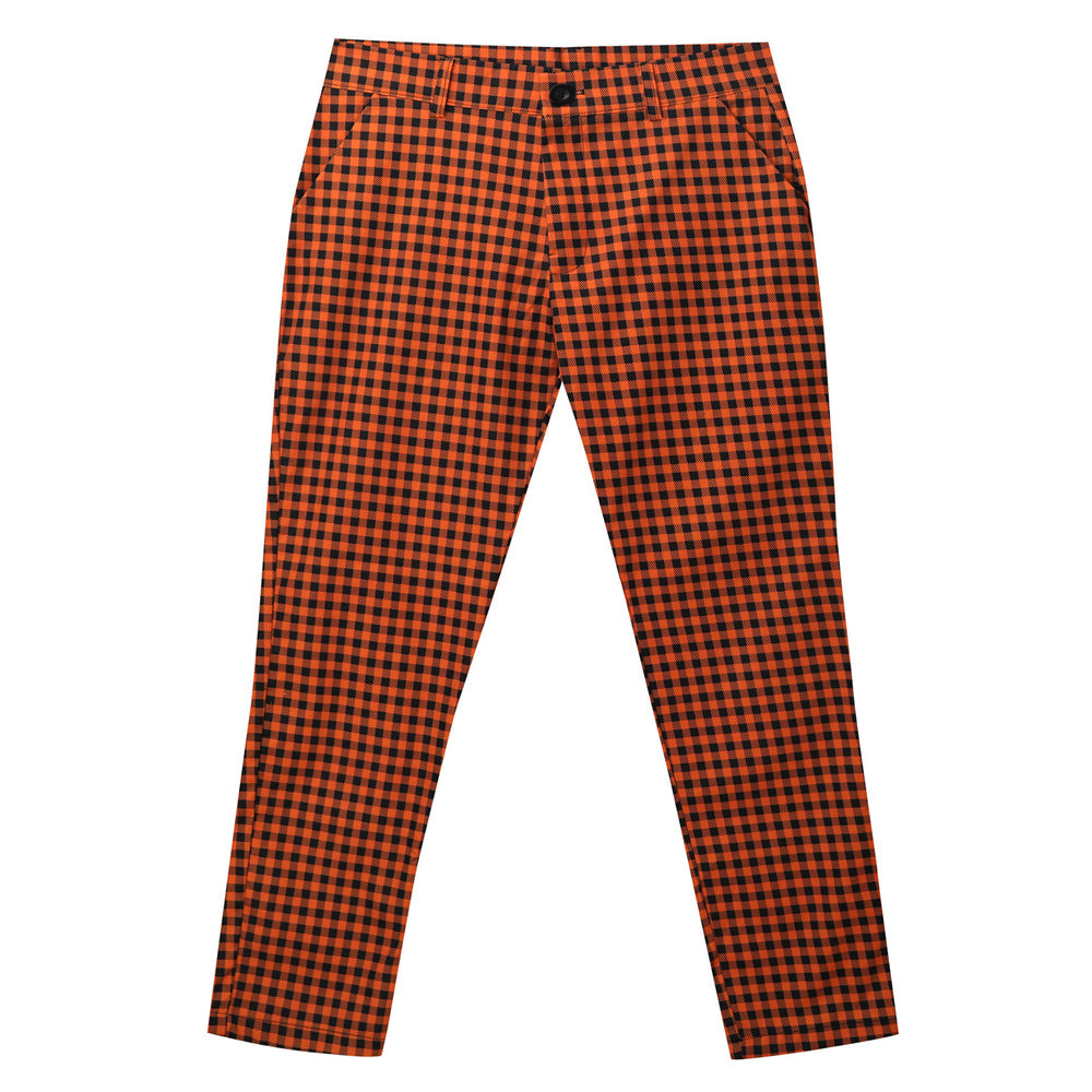 Men's Classic Plaid Pants #XK6032 - Pants | Orange / S