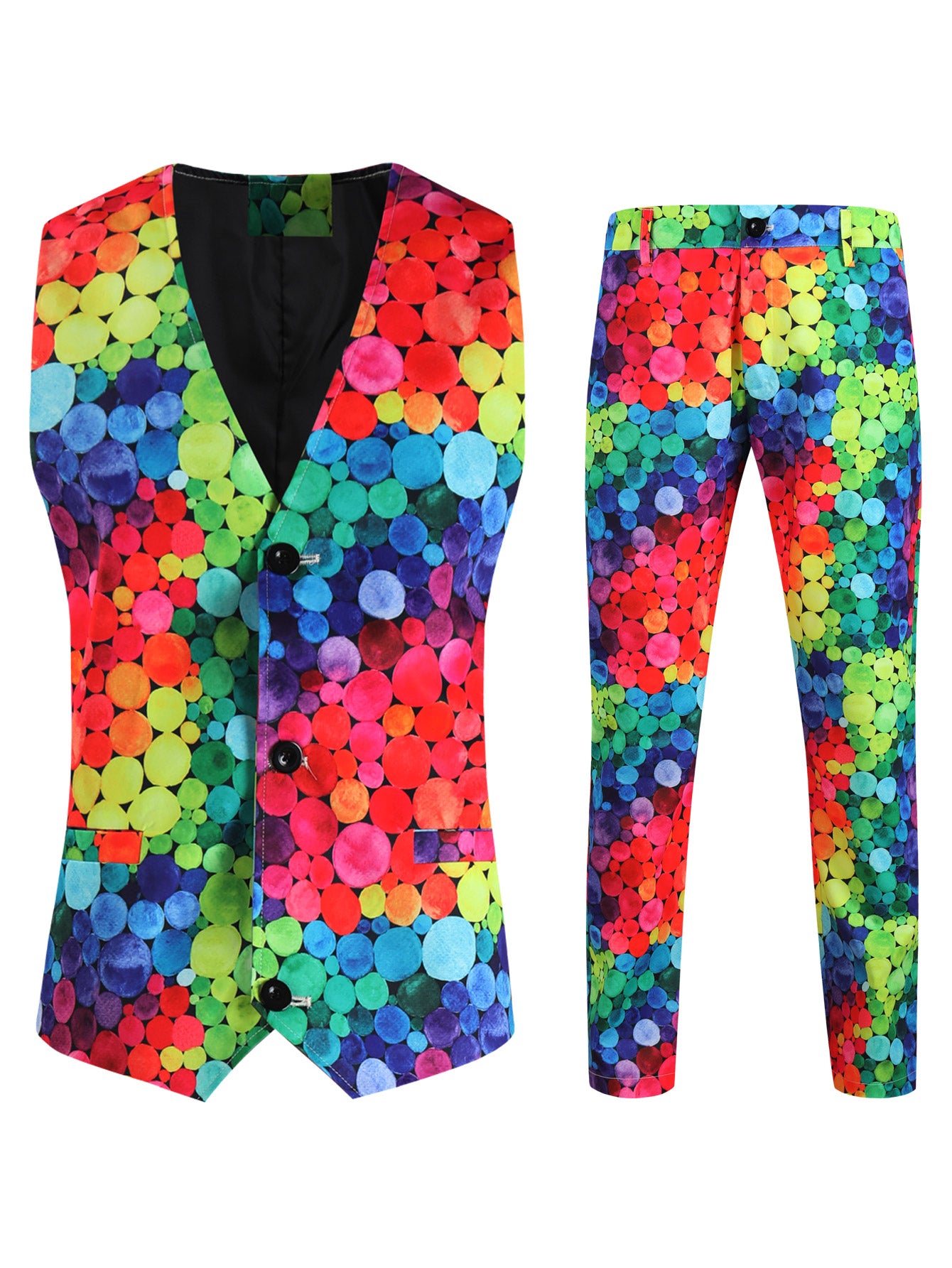 Men's Colorful Printed Vest Suit - Vests | Multicolour / M