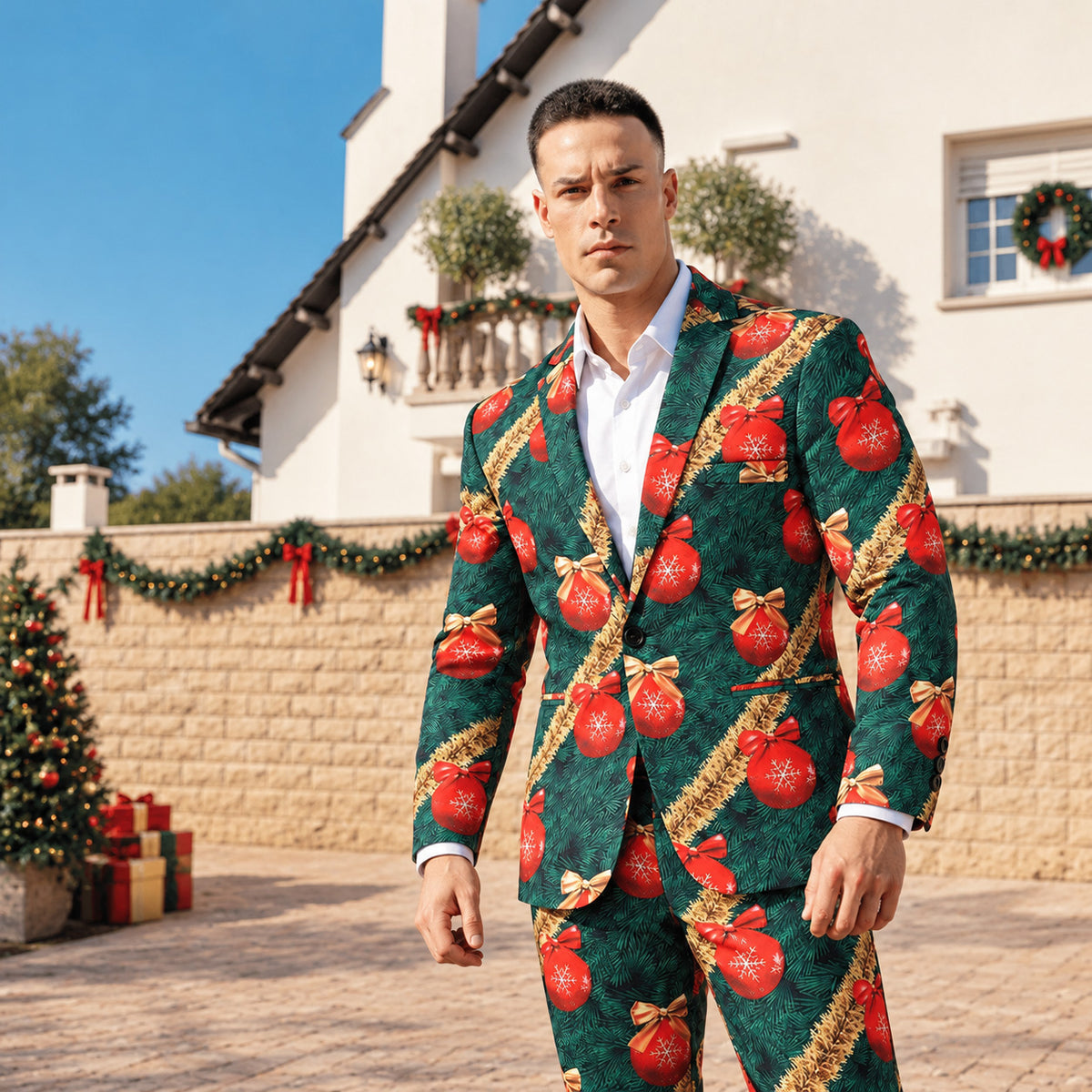 Herrenanzug mit Marmordruck – Kühnes modernes Statement-Outfit