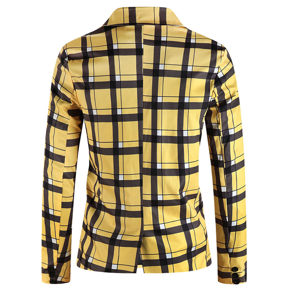 Men's Classic Plaid Blazer #X6020 - Blazers | Yellow / M