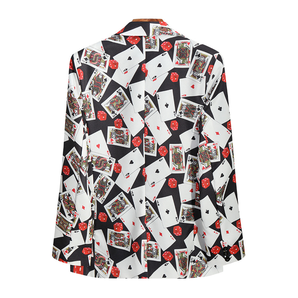 Men’s Casino Print Blazer – Poker & Dice Party Suit Jacket - Blazers | Multicolour / M