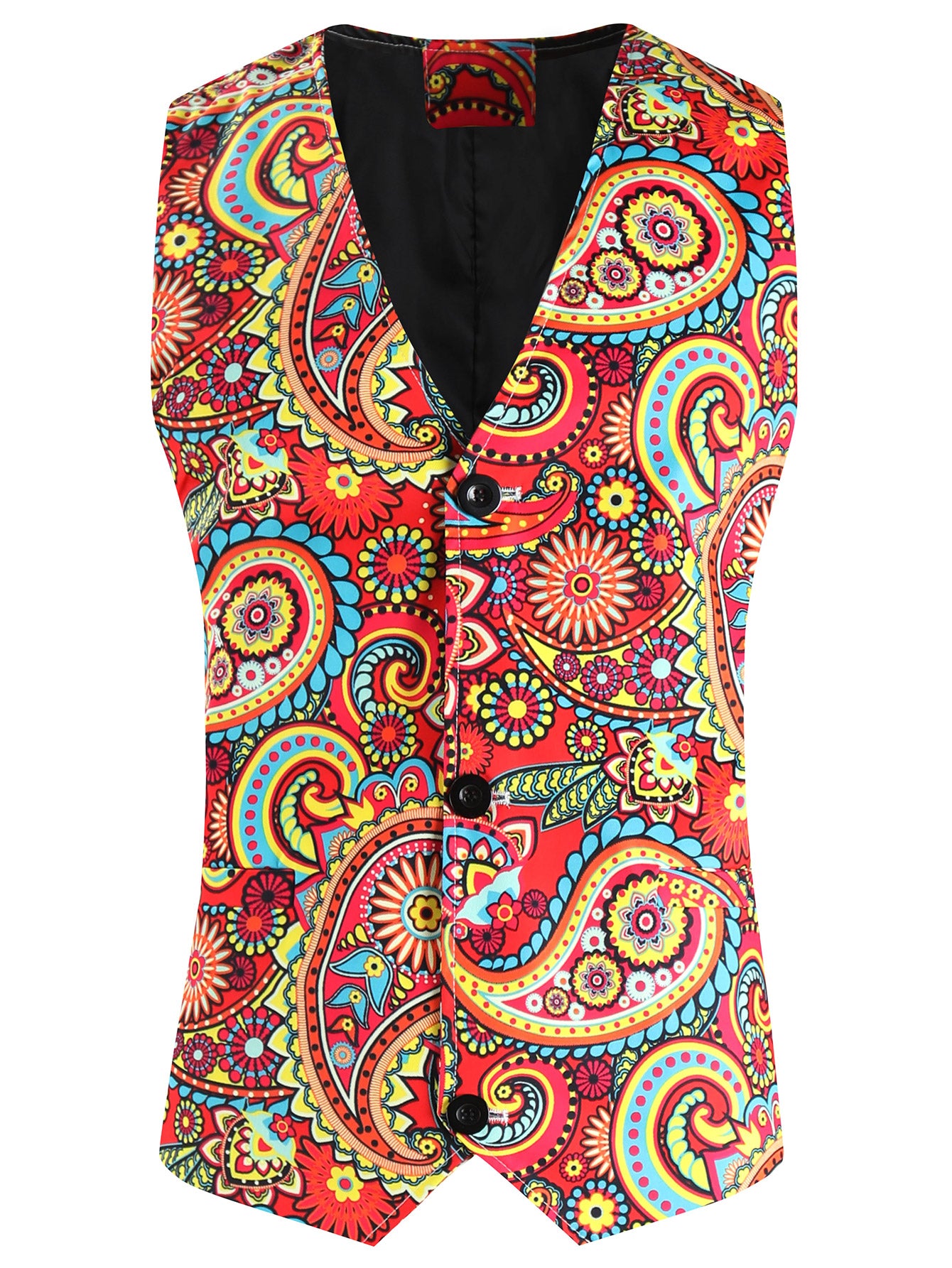 Men's Multicolor Printed Vest Suit - Vests | Multicolor / M