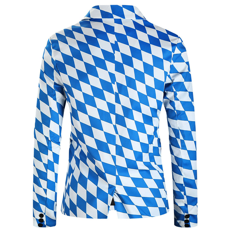 Men's Fresh Checkered Blazer #X195 - Blazers | Sky Blue / M