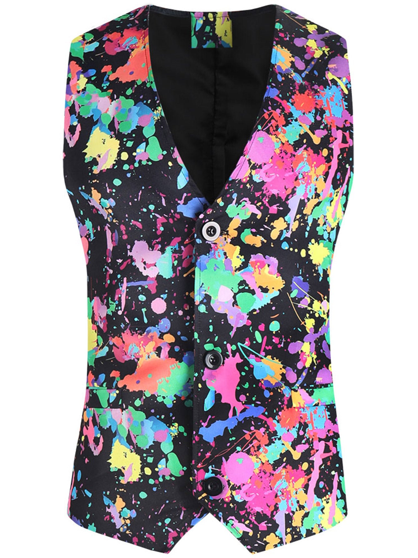 Men's Multicolor Printed Vest Suit - Vests | Multicolour / M