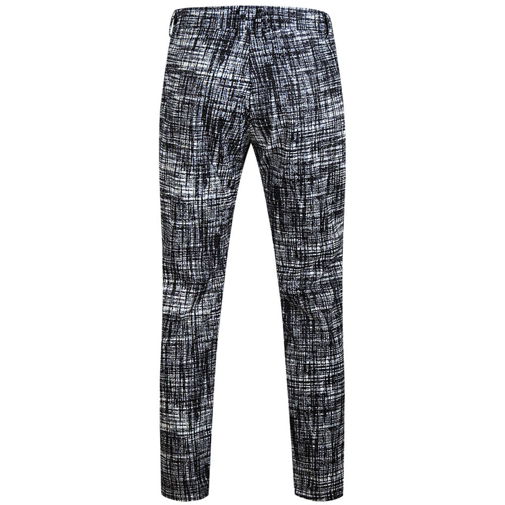 Men's Textured Grid Print Suit #2TZ314 - Suits | Black / M