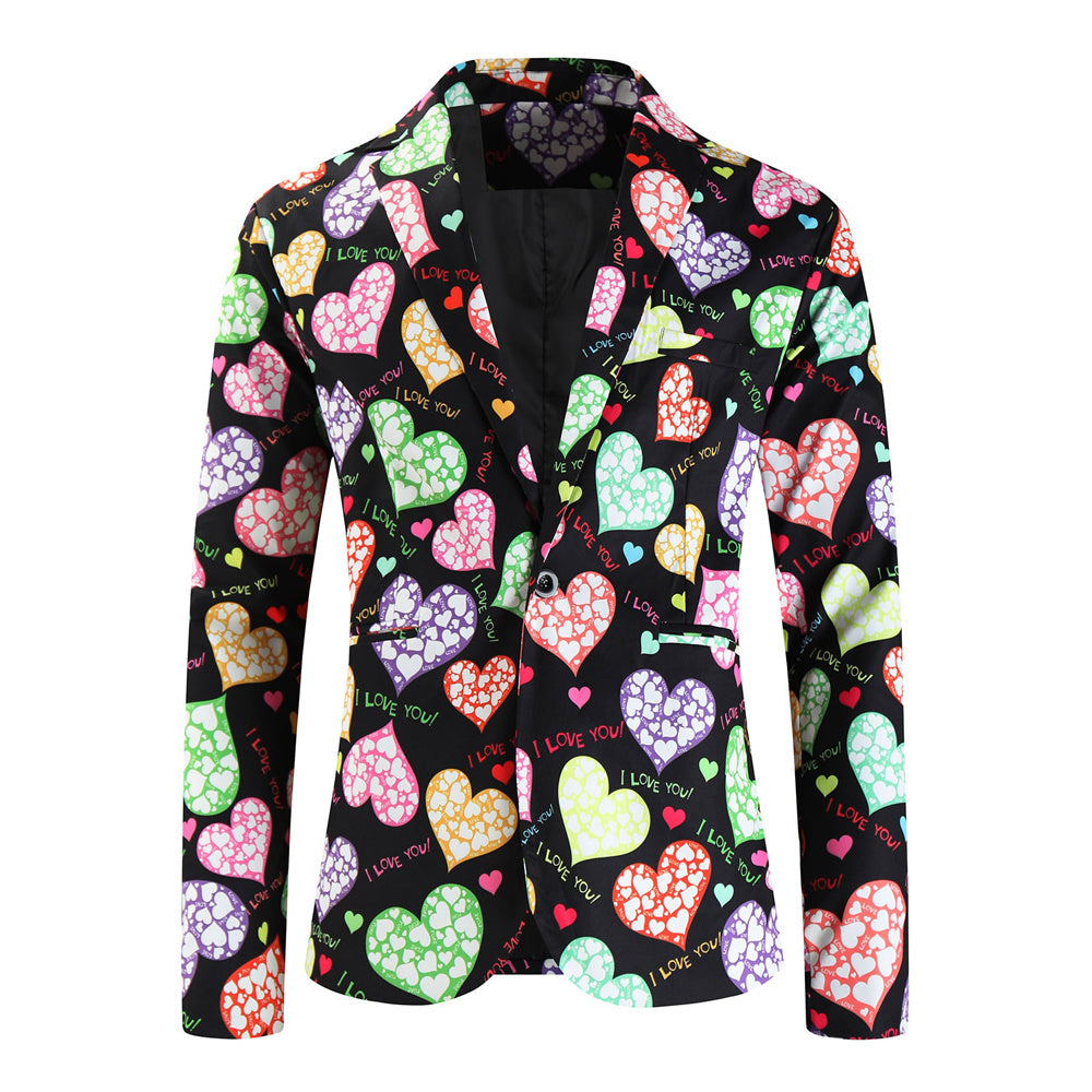 Men's Colorful Heart Print Suit #2TZ-XX236 - Suits | Multicolour / M