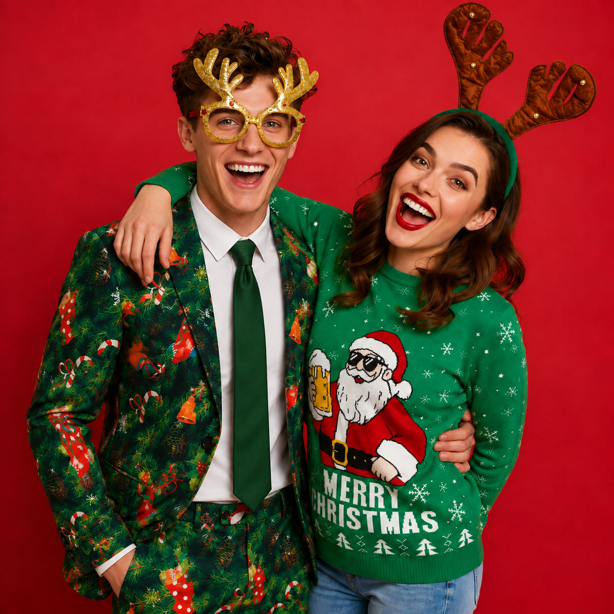 Green Christmas Printed Suit