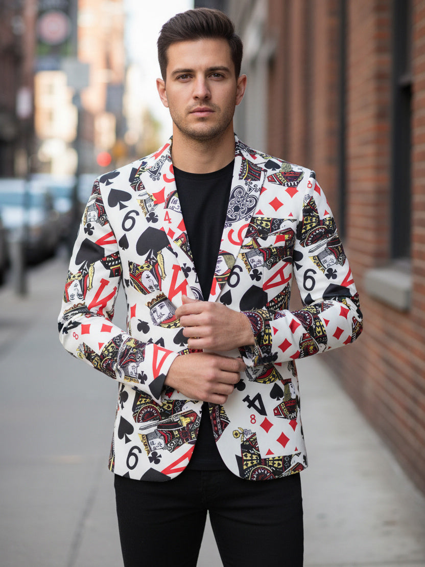 Casino Card Print Suit Set