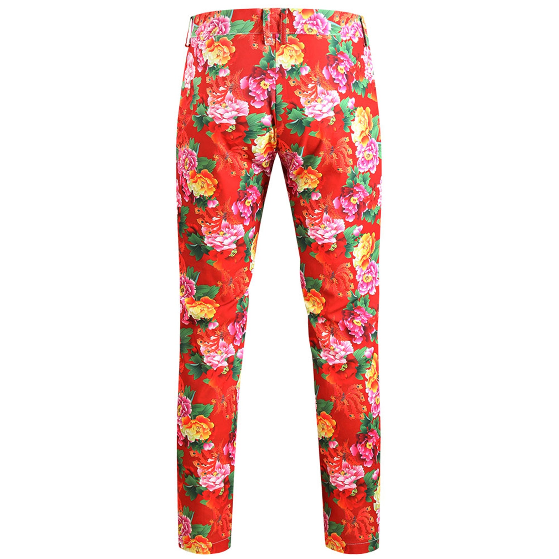 Men's Floral Pattern Leisure Trousers - Pants | Multicolor-red / M