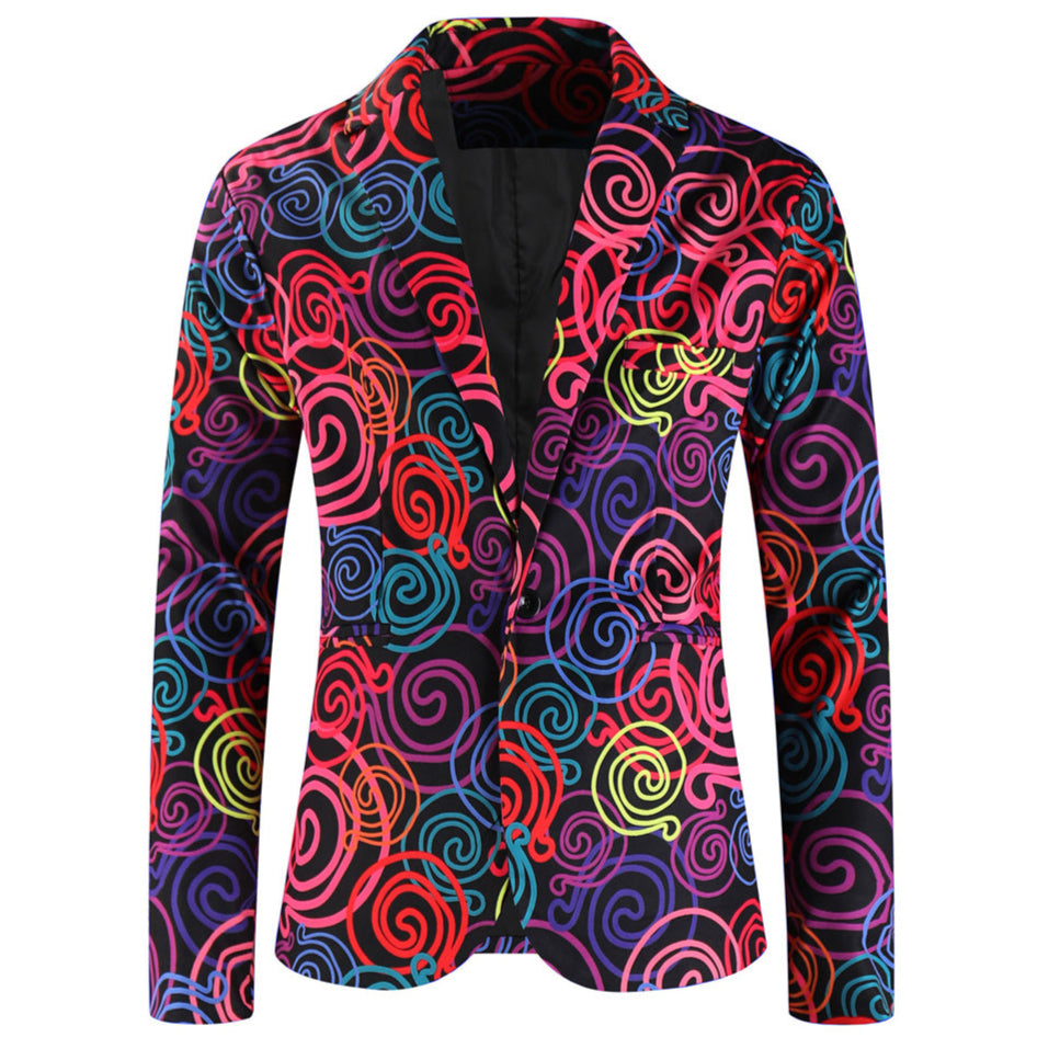 Men's Colorful Swirl Suit #2TZ-XX1137 - Suits | Multicolour / M