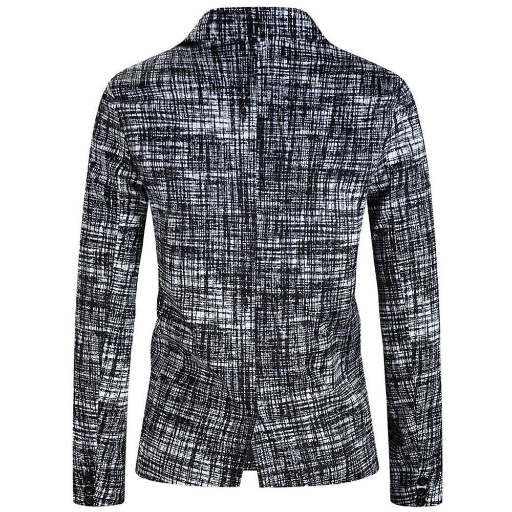 Men's Textured Grid Print Suit #2TZ314 - Suits | Black / M