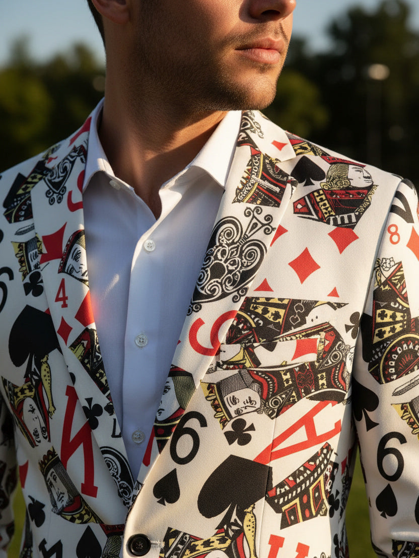 Casino Card Print Suit Set