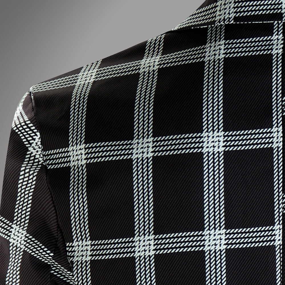 Men's Plaid Blazer - Slim Fit Stylish Checkered Suit Jacket for Parties & Weddings - Blazers | Blue Plaid / M