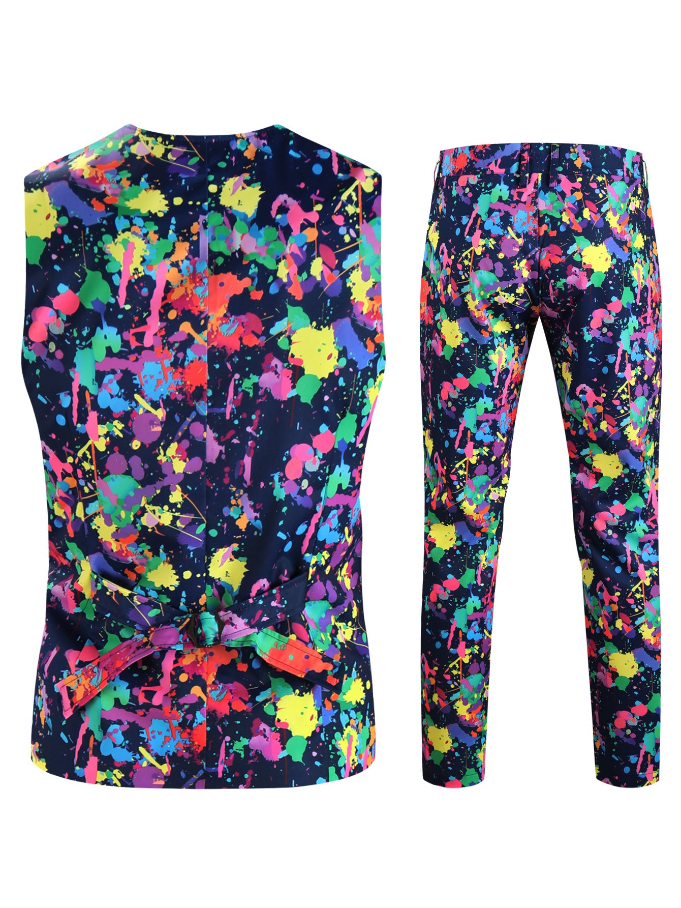 Men's Multicolor Printed Vest Suit - Vests | Multicolour / M