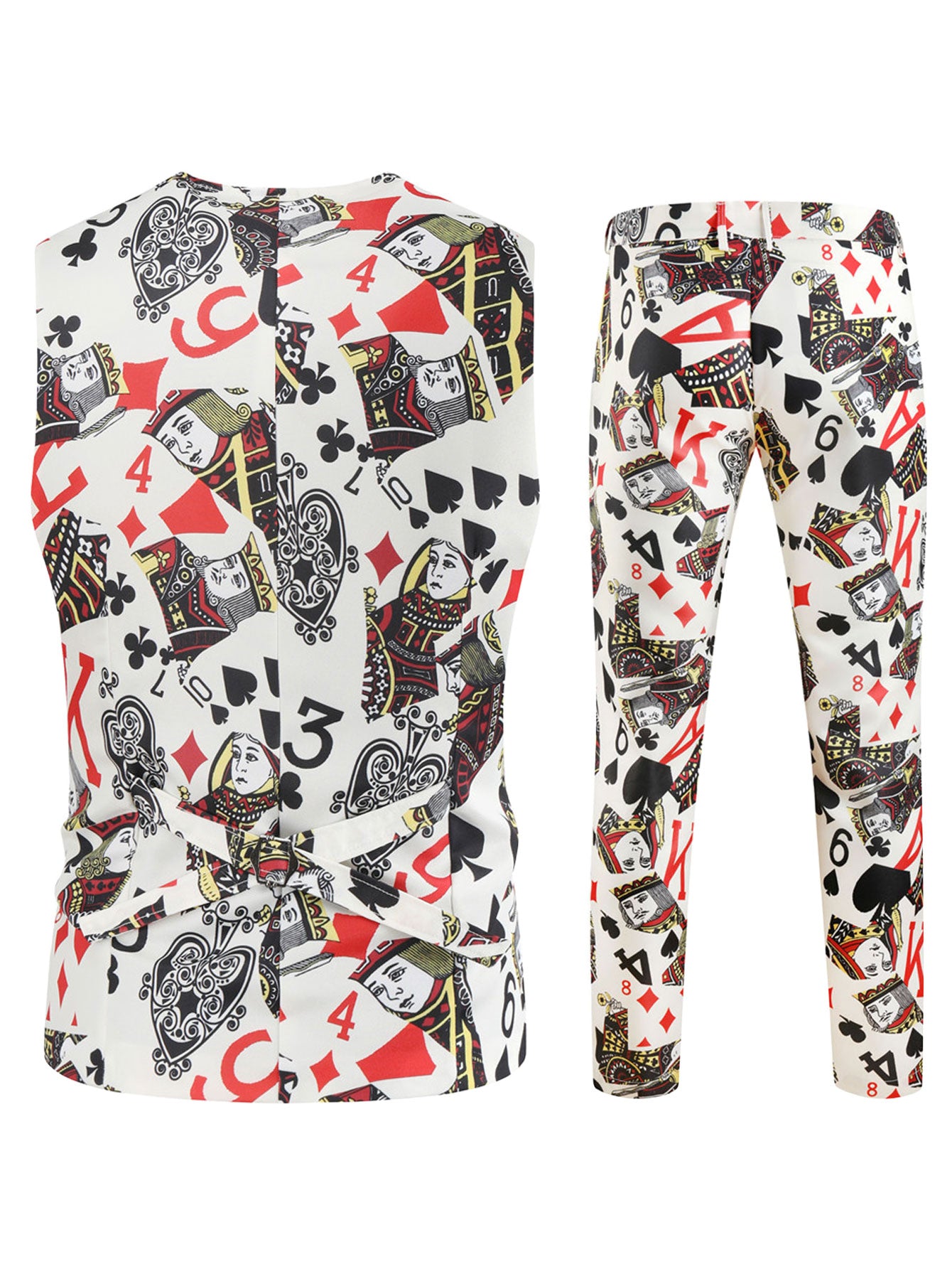 Men's Poker Print Vest Suit - Vests | Multicolour / M