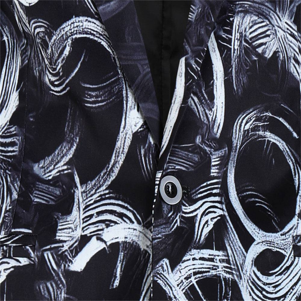 Men's Cool Print Blazer #X319 - Blazers | Black / M