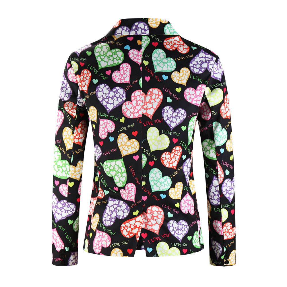 Men's Colorful Heart Print Suit #2TZ-XX236 - Suits | Multicolour / M