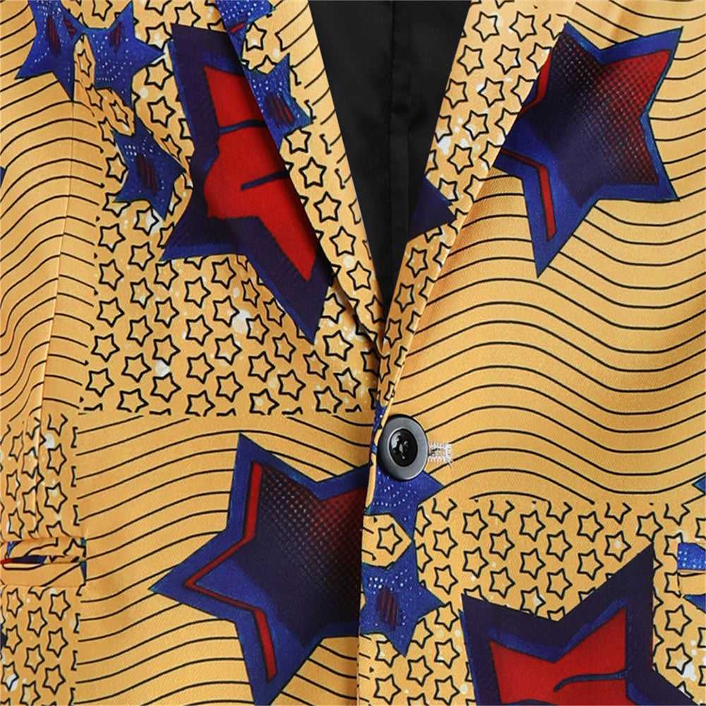 Men's Star Print Blazer #X321 - Blazers | Multicolour / M