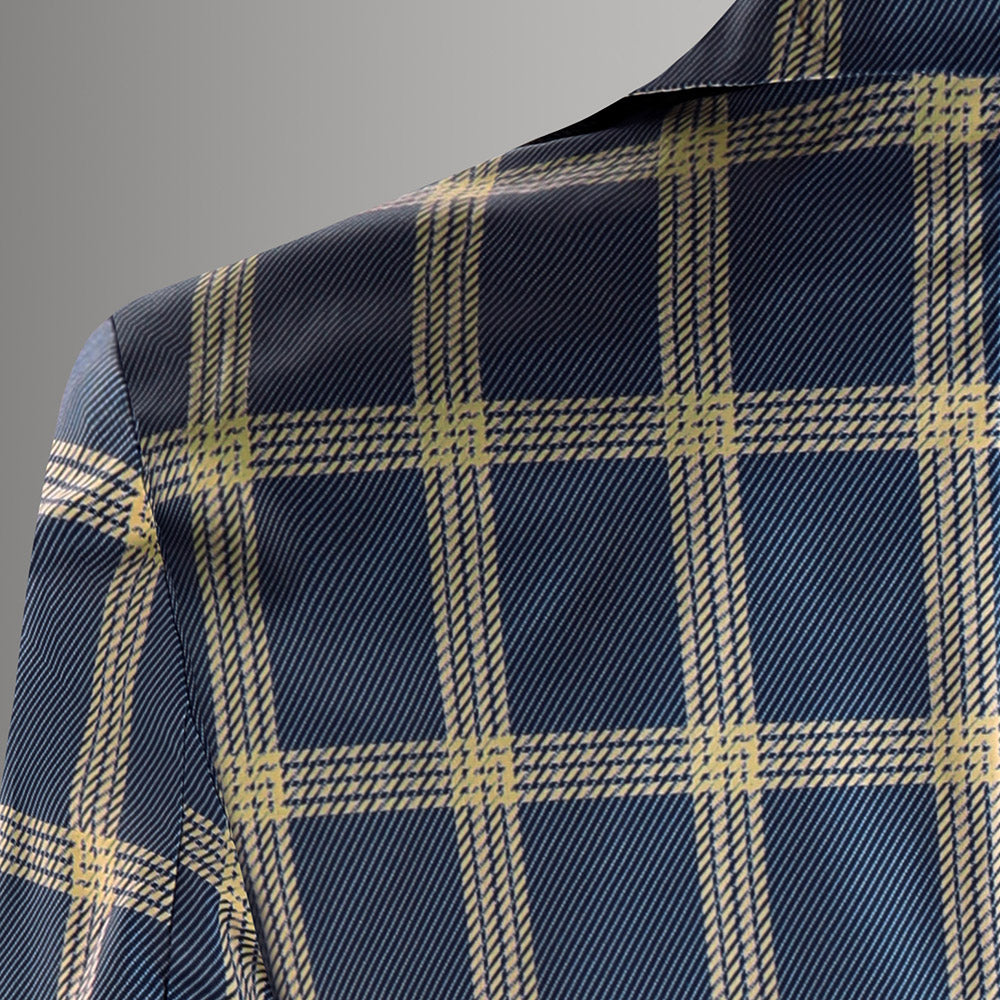Men's Plaid Blazer - Slim Fit Stylish Checkered Suit Jacket for Parties & Weddings - Blazers | Blue Plaid / M