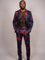 Black Flame Print Suit Set