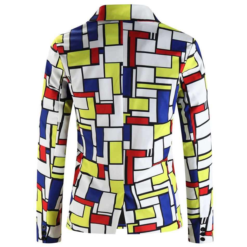 Men's Square Print Suit #2TZ-XX1136 - Suits | Multicolour / M
