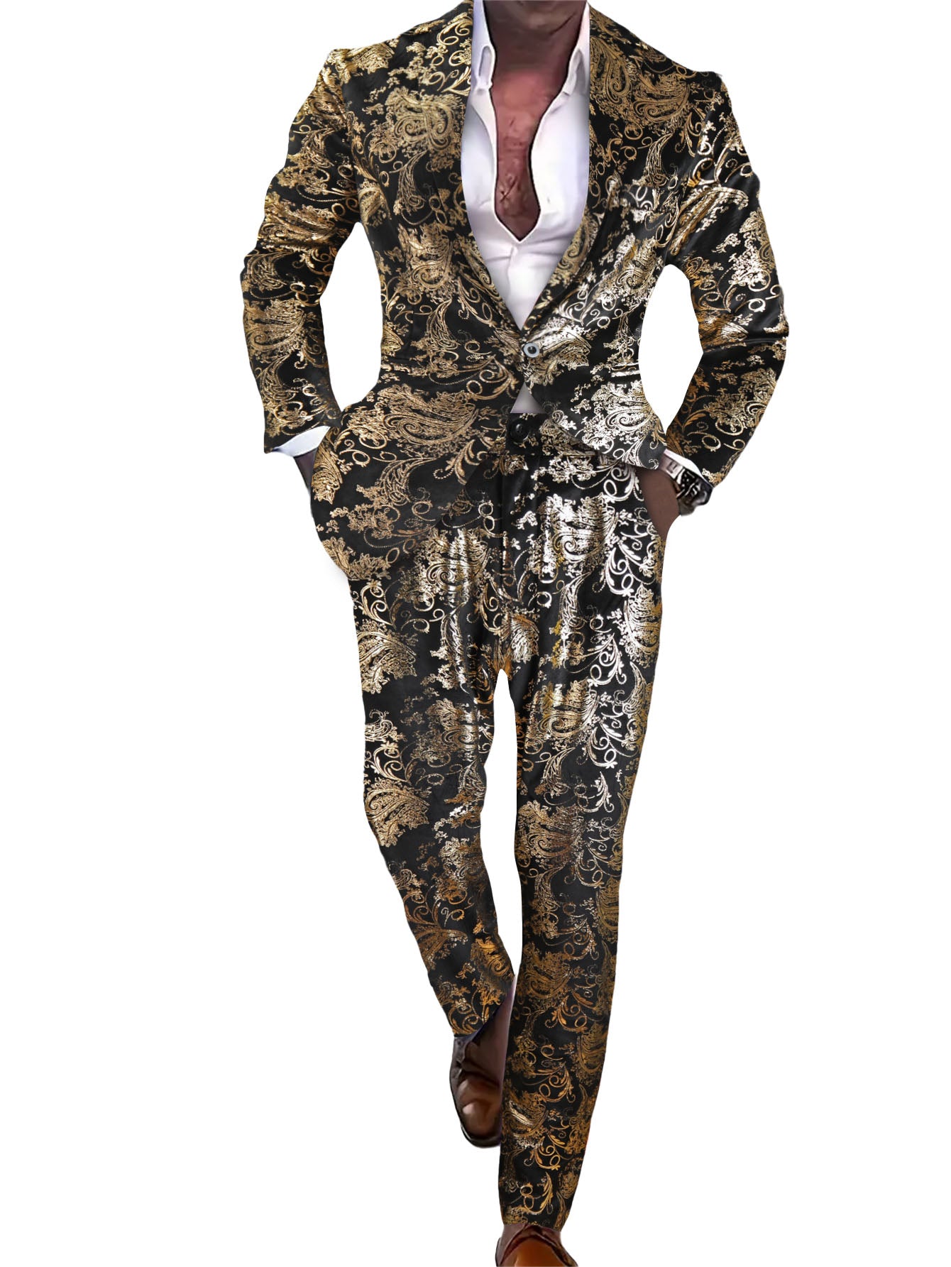 Men's Royal Gilded Suit #2TZ-XX2590 - Suits | Multicolor / M