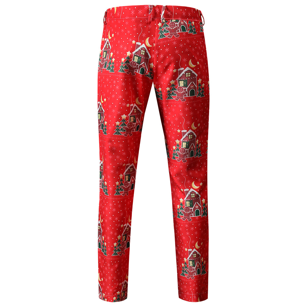 Men's Christmas Printed Suit #2TZ48 - Suits | Burgundy / M