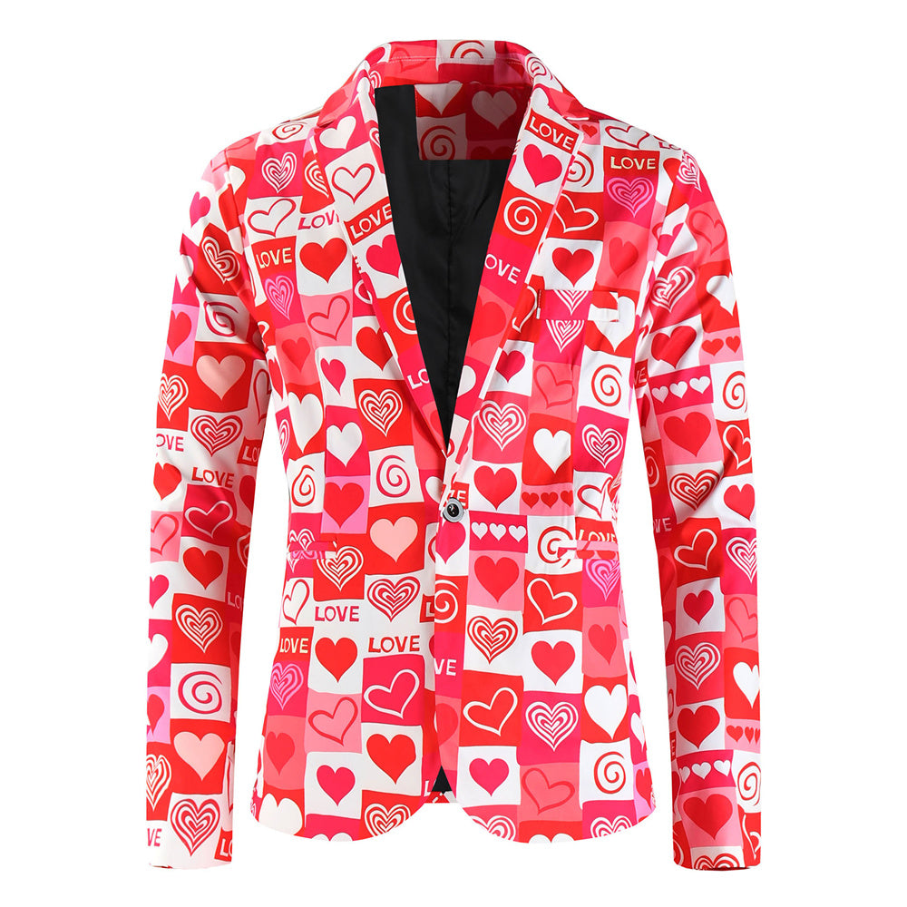 Men's Heart Print Suit #2TZ-XX235 - Suits | Multicolour / M