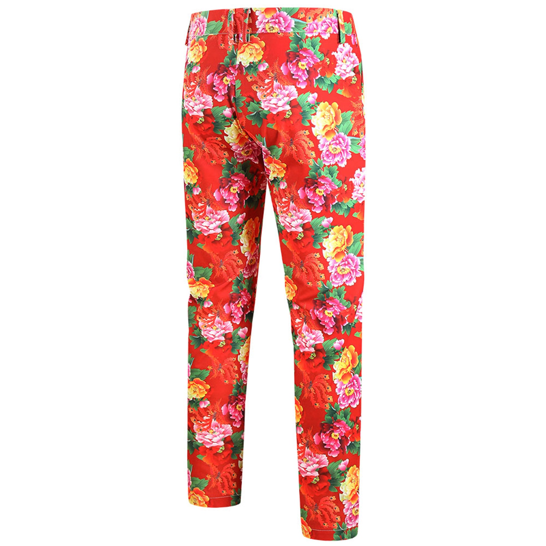 Men's Floral Pattern Leisure Trousers - Pants | Multicolor-red / M