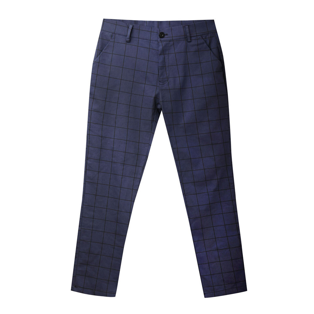 Men's Elegant Plaid Pants #XK6001 - Pants | Navy Blue / S