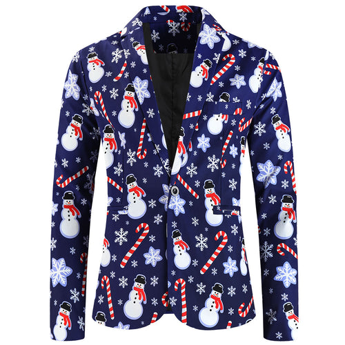 Men's Christmas Print Blazer #X656 - Blazers | Multicolour / M