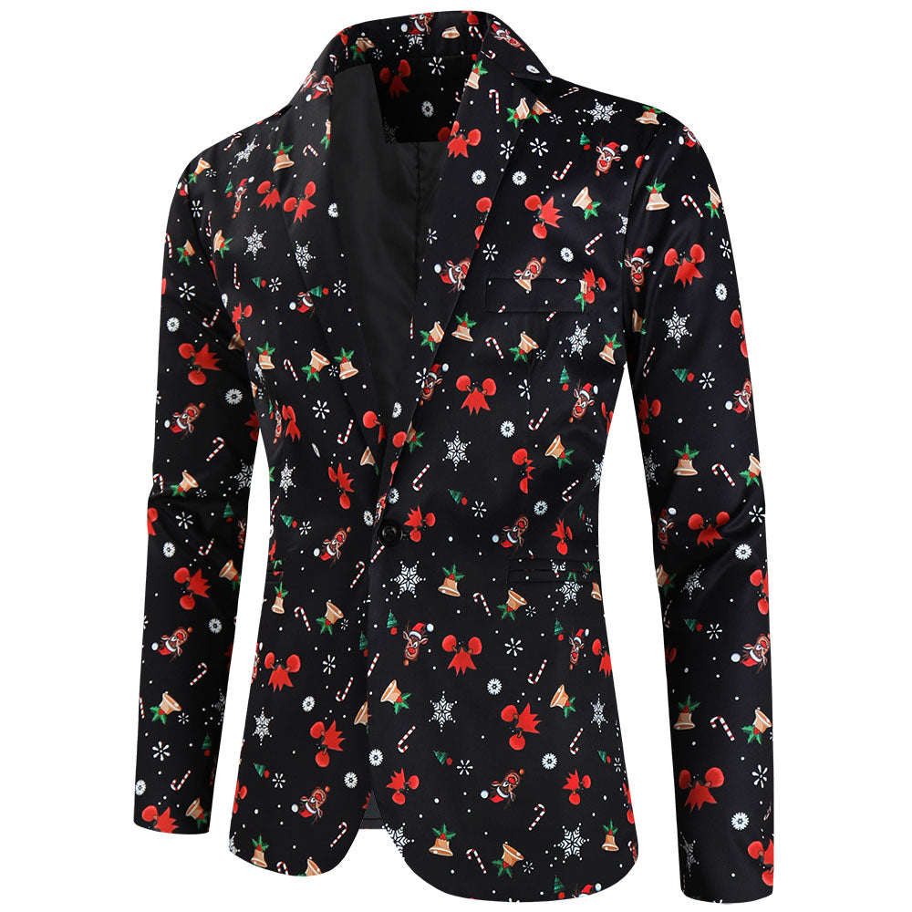 Men's Christmas Printed Blazer #X634 - Blazers | Multicolour / M