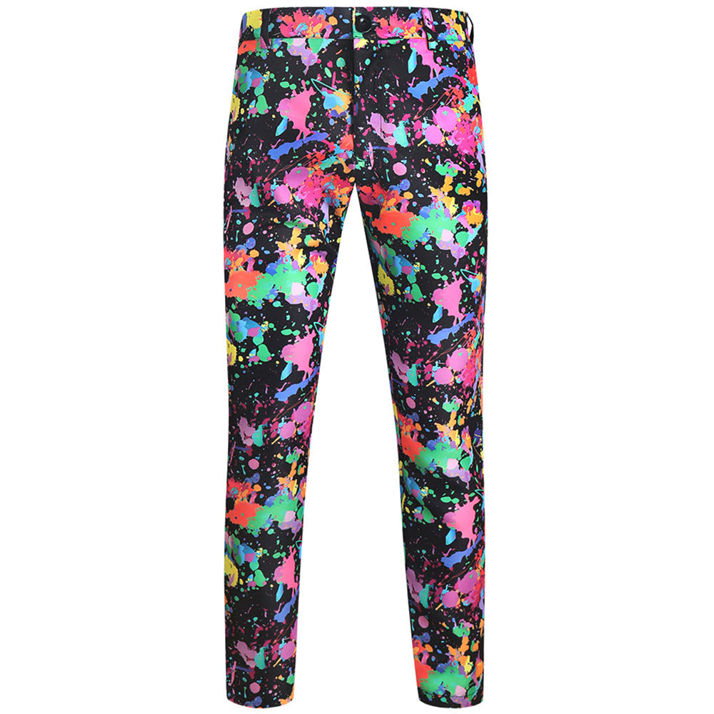 Men's Graffiti Paint Splash Suit Set | Artistic Party Blazer & Pants - Suits | Multicolour / M